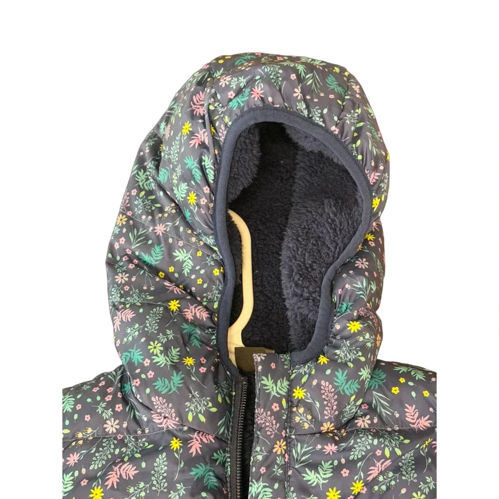 Eddie Bauer Floral Puffer Snowsuit Baby Bunting Navy